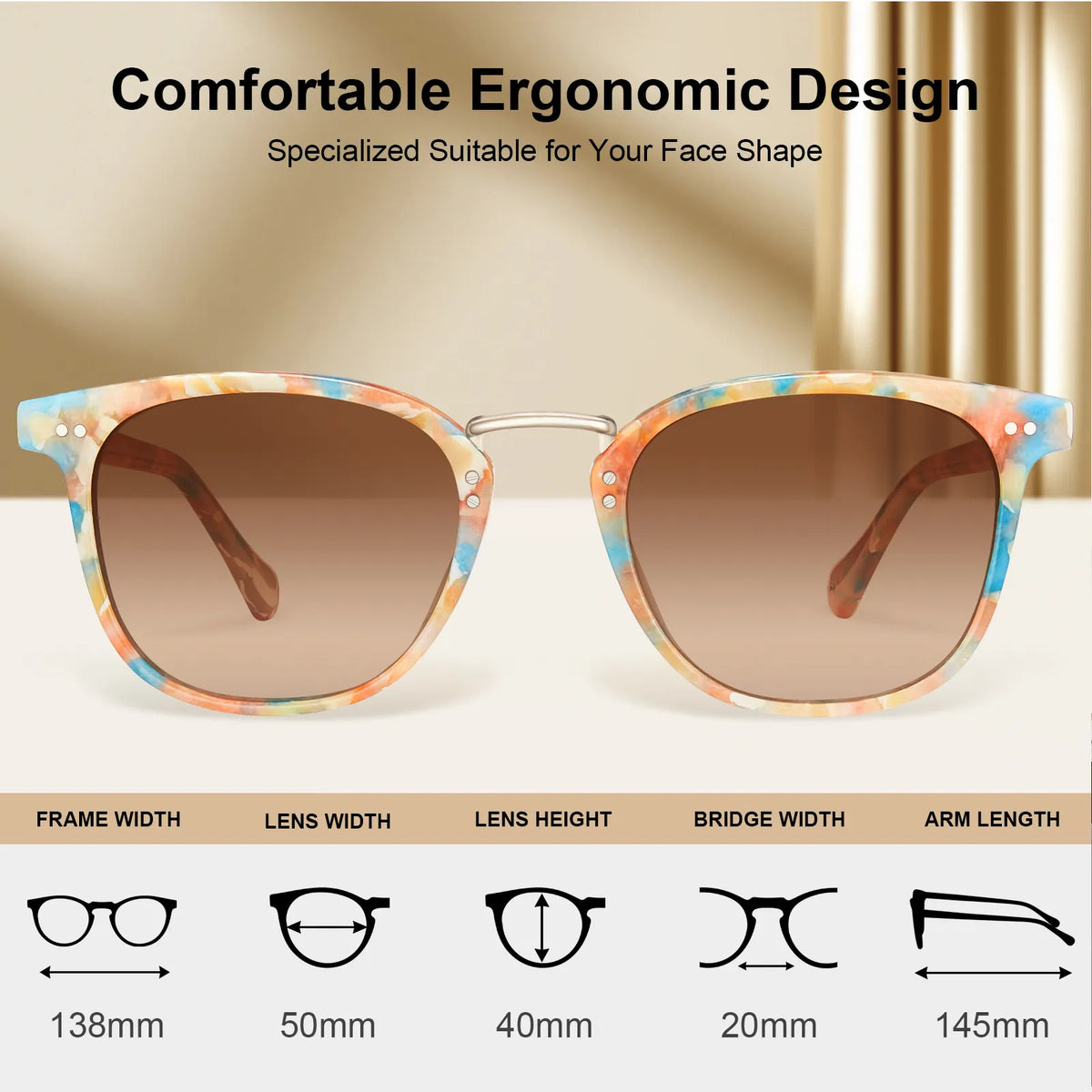 Floral Auburn-Colorful Marble Sunglasses