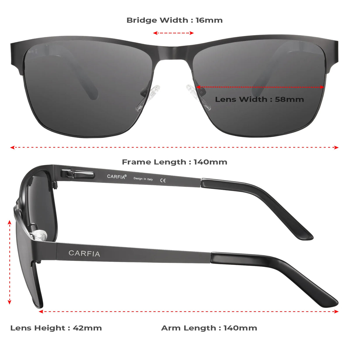 Daley Matte Ebony rectangle metal sunglasses, view 6