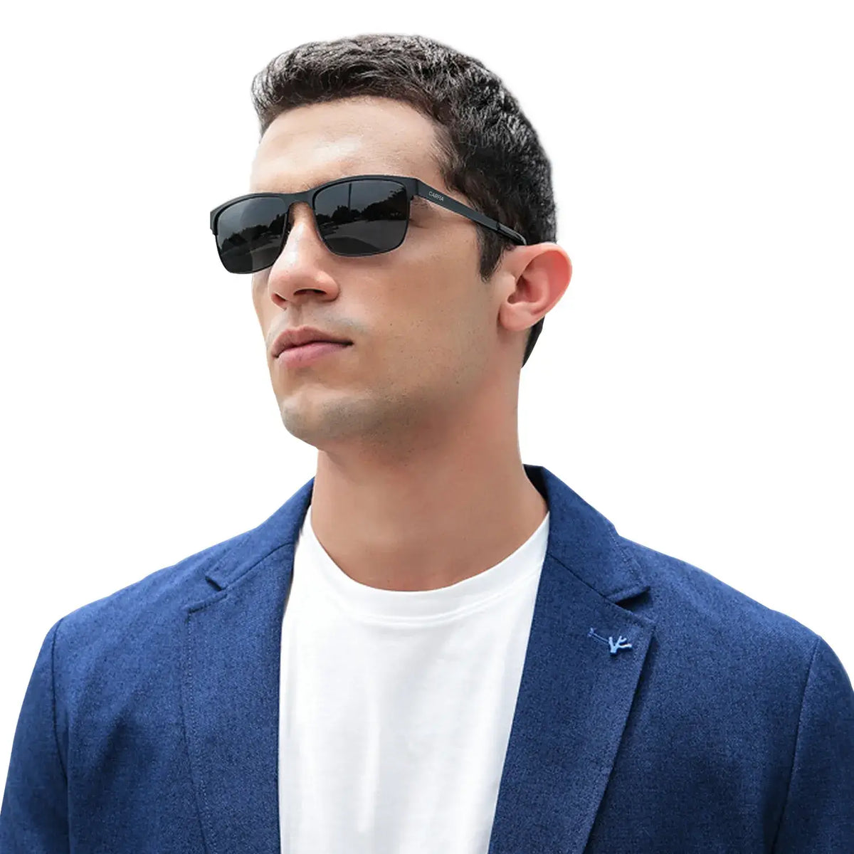 Daley Matte Ebony rectangle metal sunglasses, view 3
