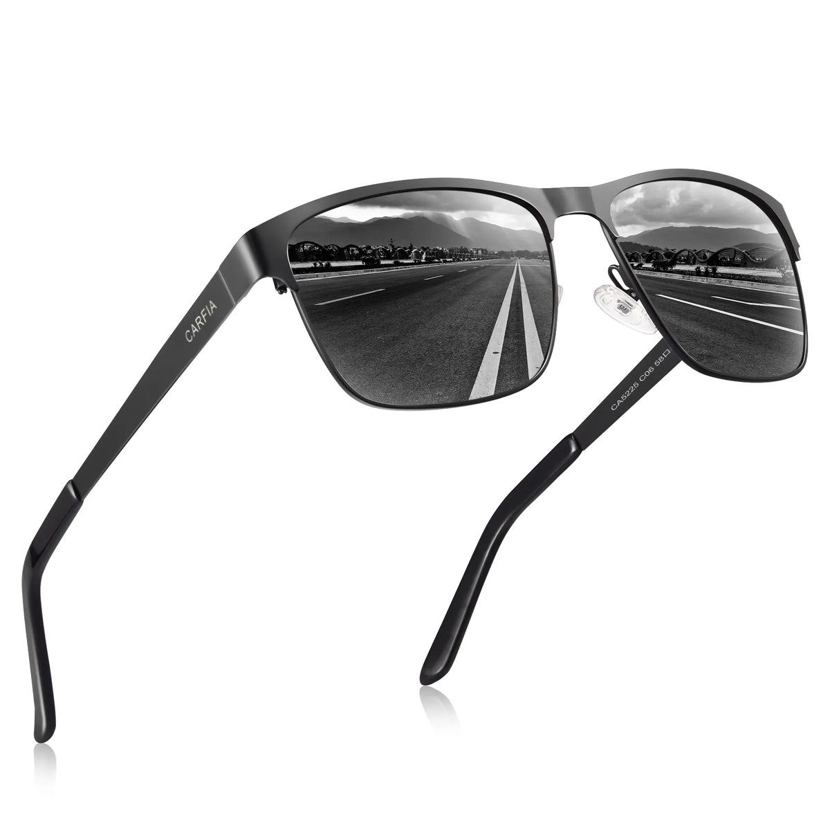 Daley Matte Ebony rectangle metal sunglasses, view 4