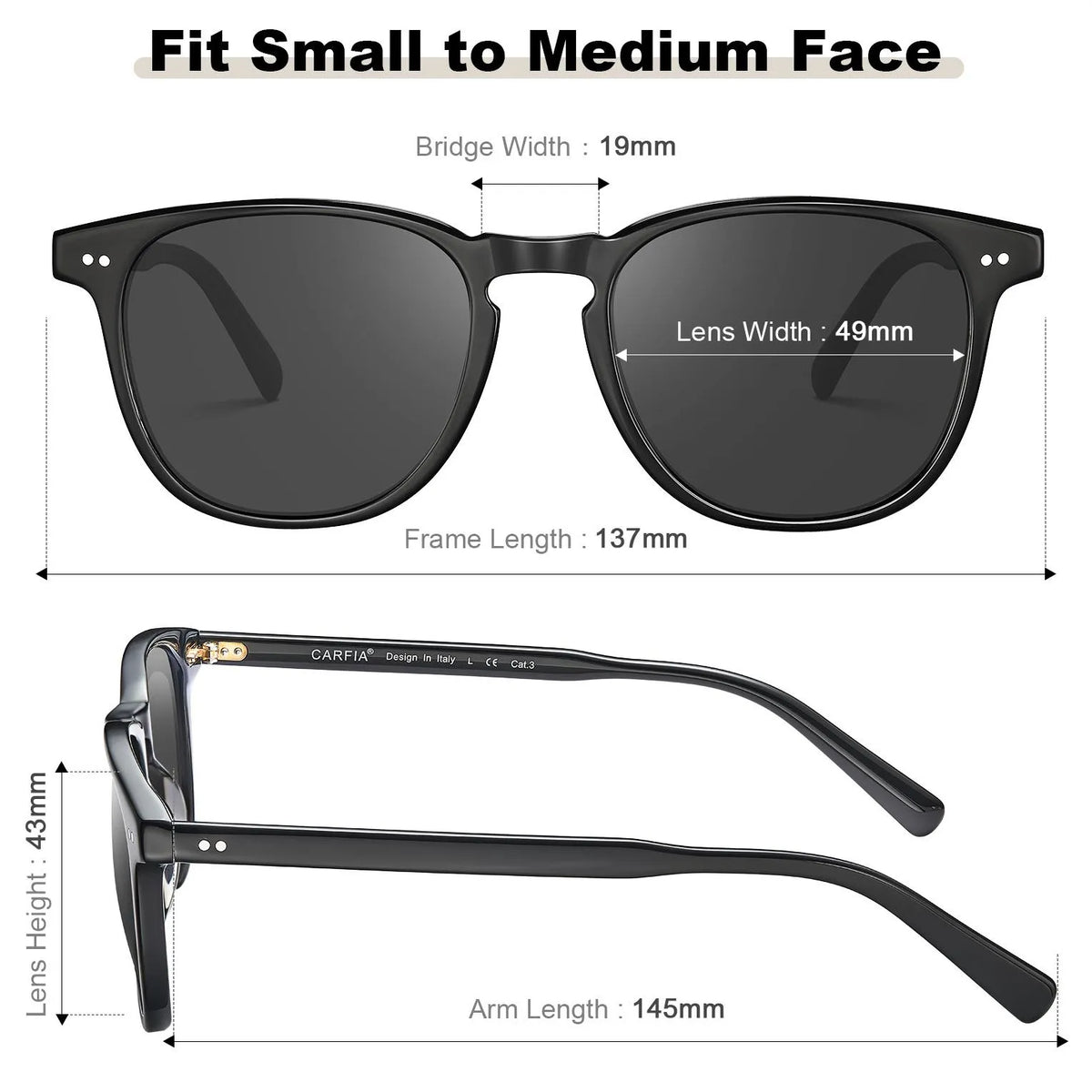 Creston Classic Noir square acetate sunglasses, view 5