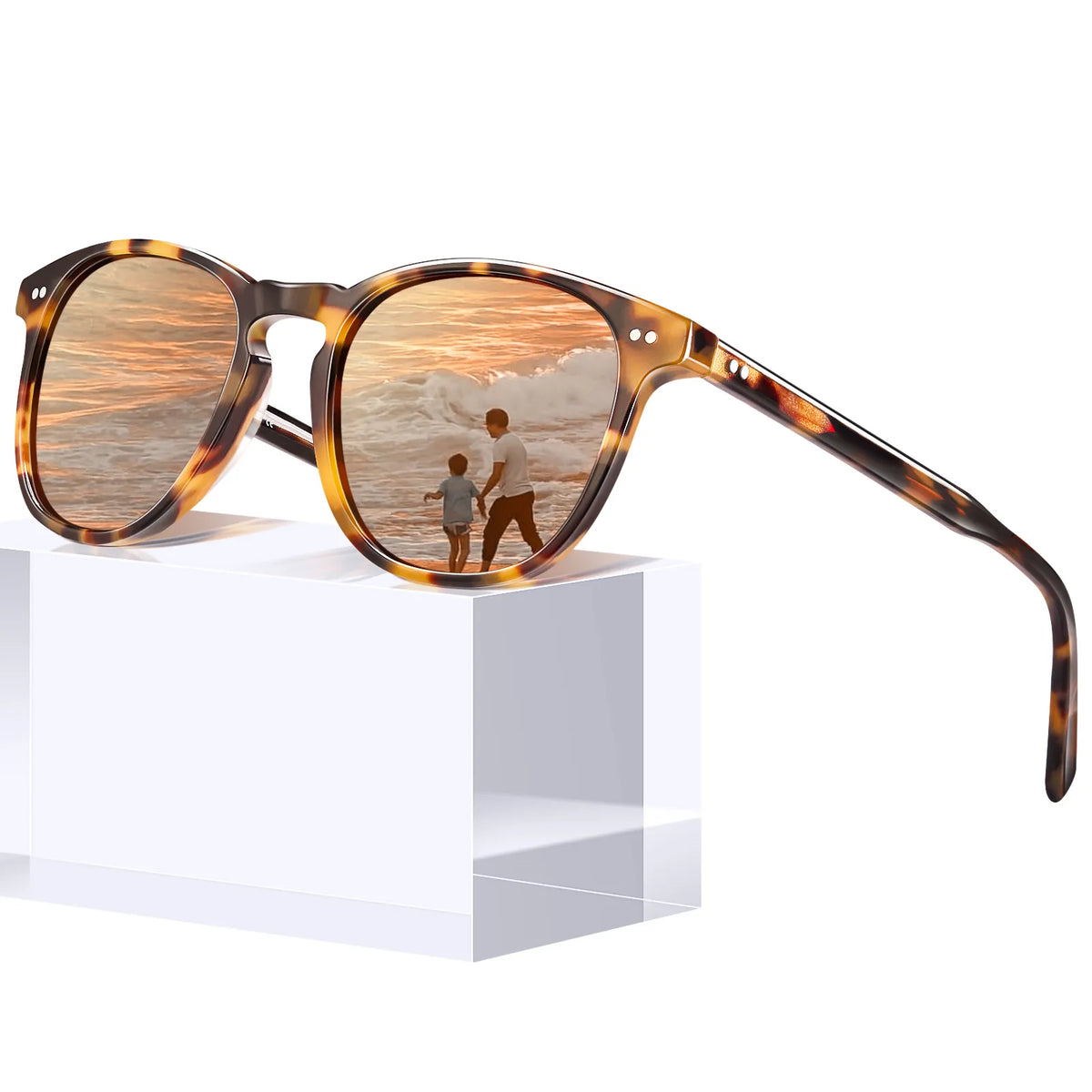Creston Tortoise Brew square acetate sunglasses, view 4