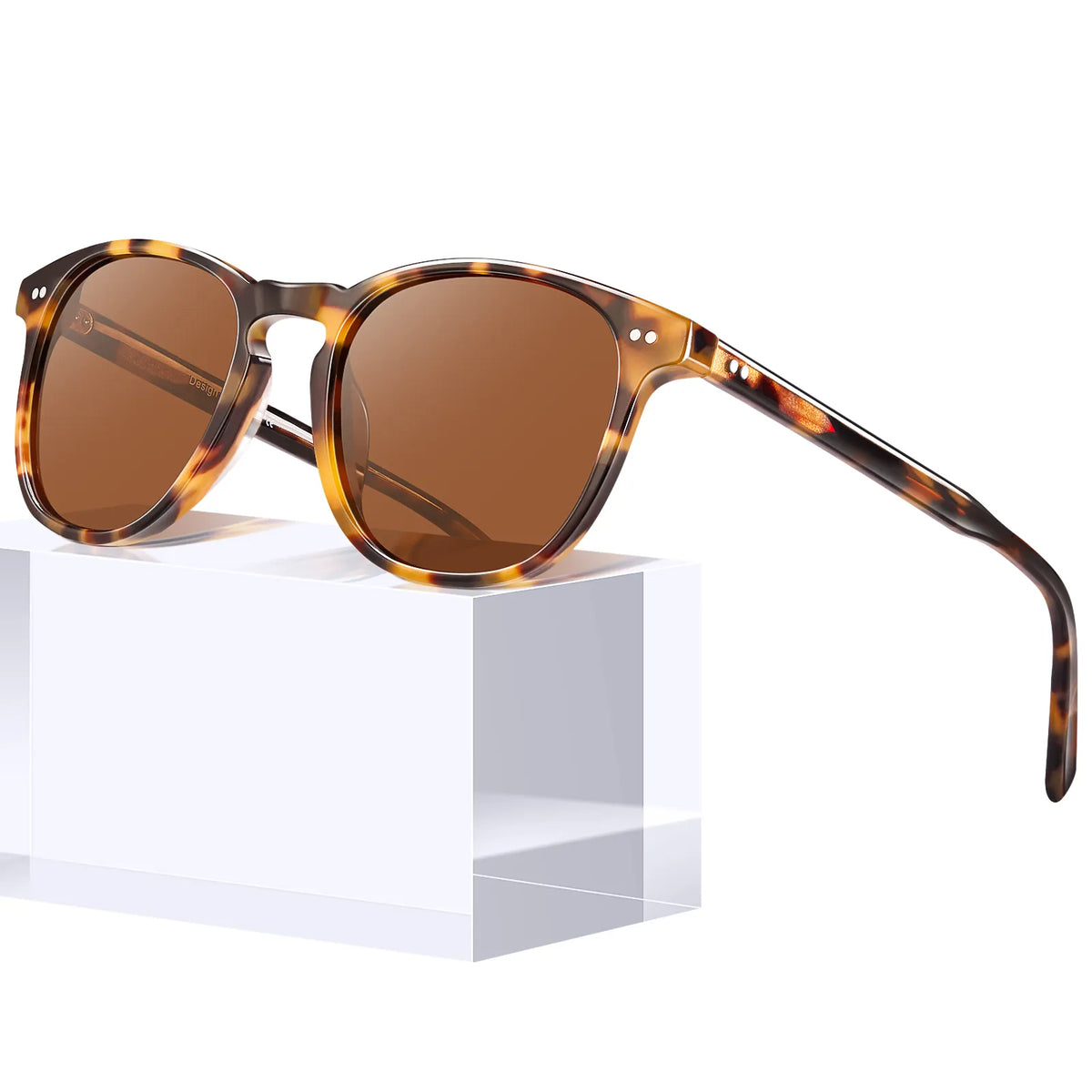 Creston Tortoise Brew square acetate sunglasses, view 5