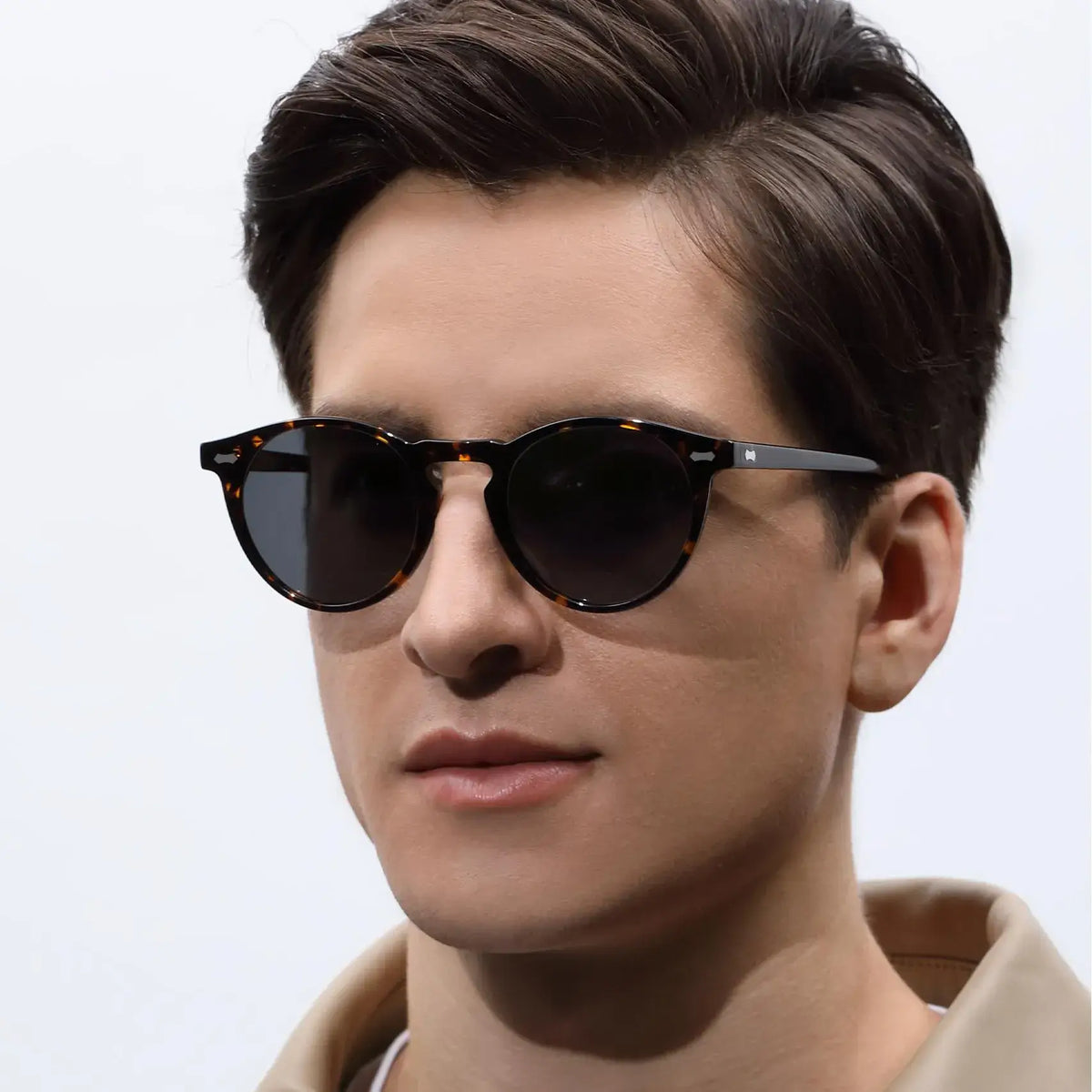 Concord Foggy Morning round acetate sunglasses, view 3