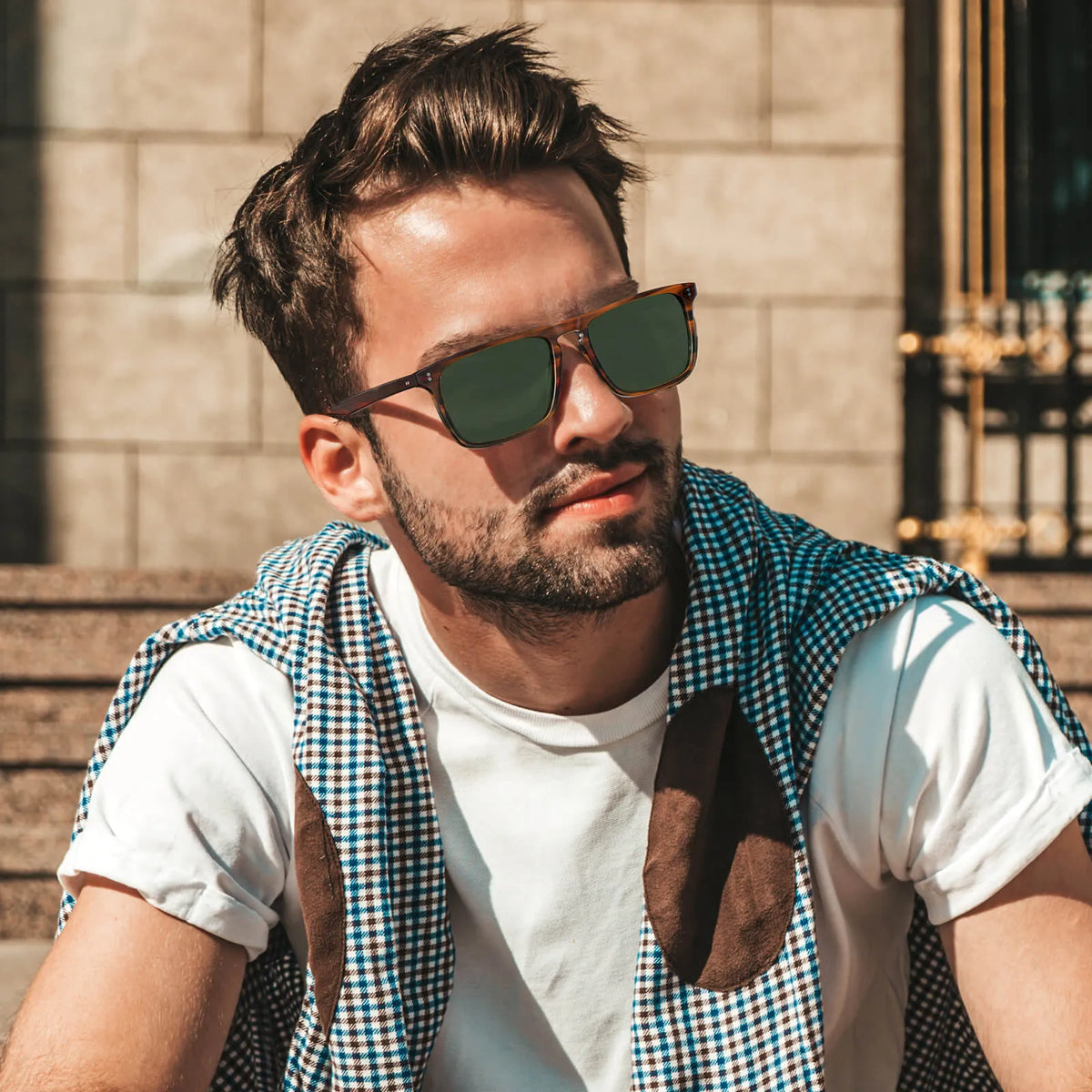 Brown striped Shelton-Whimsical Greens Sunglasses