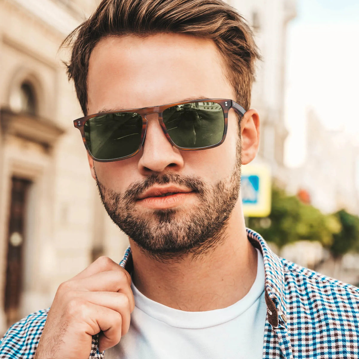 Brown striped Shelton-Whimsical Greens Sunglasses