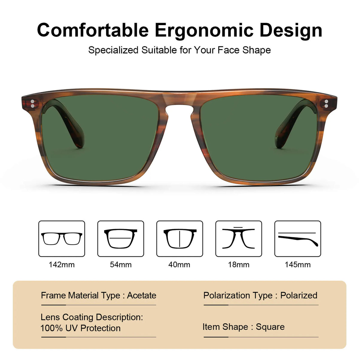 Brown striped Shelton-Whimsical Greens Sunglasses