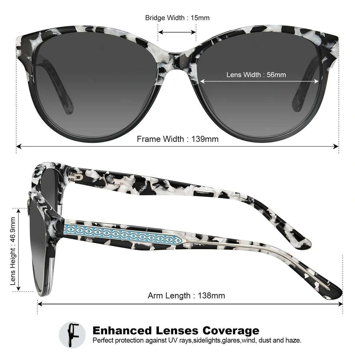 Black white tortoise Barrie-Midnight Allure Sunglasses