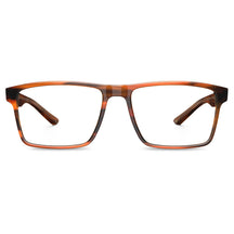 Rectangular brown tortoise shell eyeglasses front view - lightweight acetate prescription glasses frames Italian design
