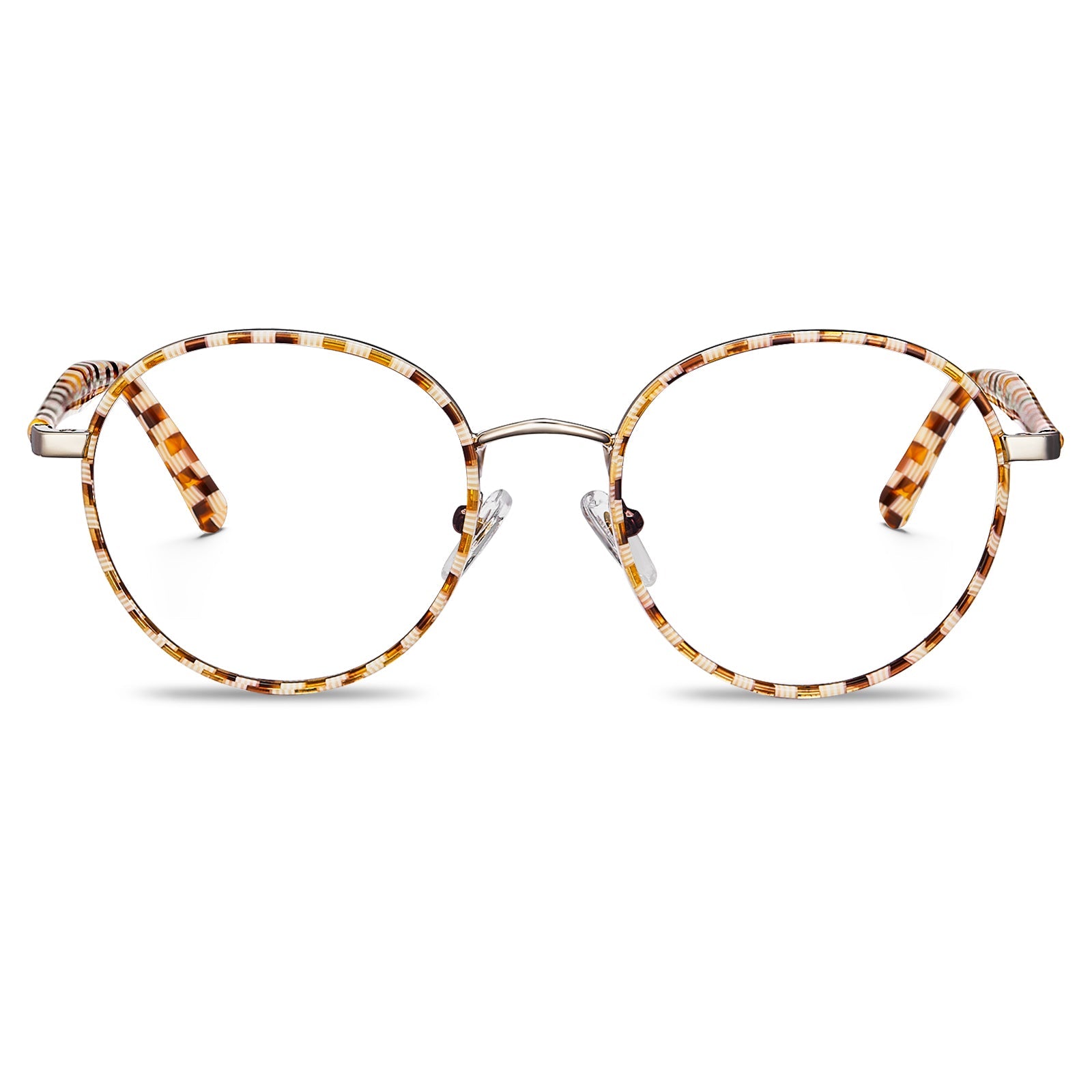 IGIOO-Tortoiseshell Round Eyeglasses Brown Amber Frame