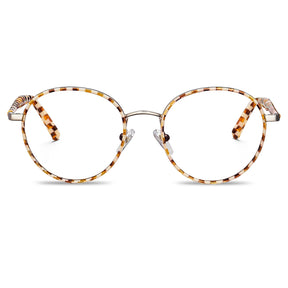 IGIOO-Tortoiseshell Round Eyeglasses Brown Amber Frame