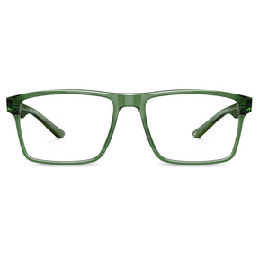 Transparent green acetate rectangular eyeglasses lightweight premium designer optical frames unisex prescription glasses front