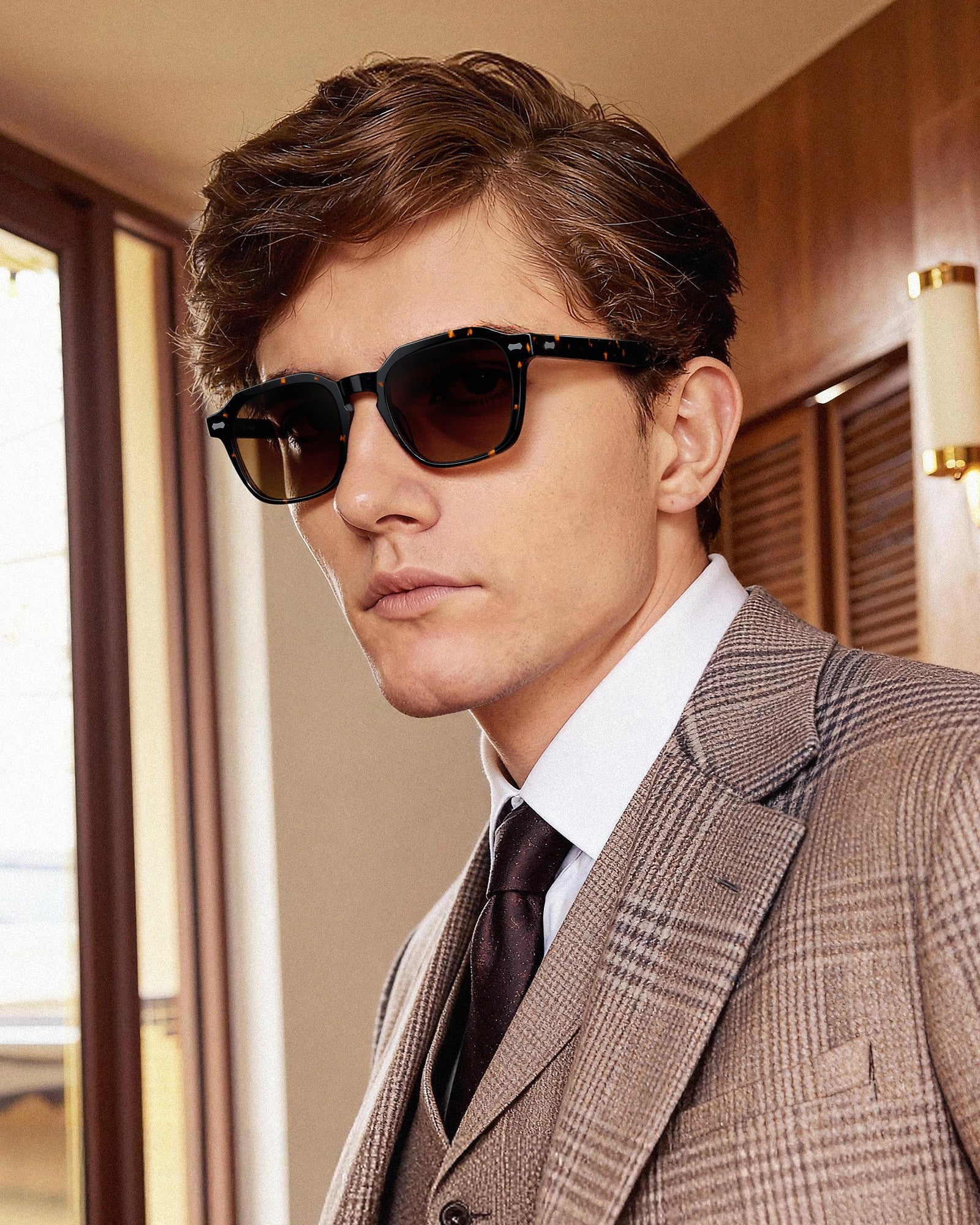 IGIOO Architect-C03-RX Tortoise Acetate Round Polarized Eyeglasses for Men, Detail View