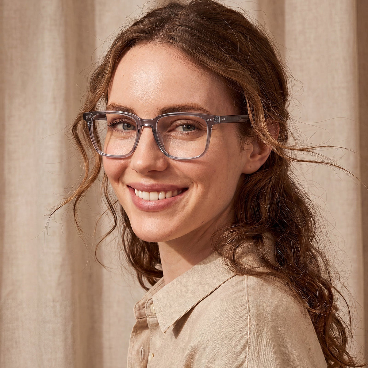 IGIOO Martia transparent grey square eyeglasses – lightweight acetate full-rim frame women eyewear