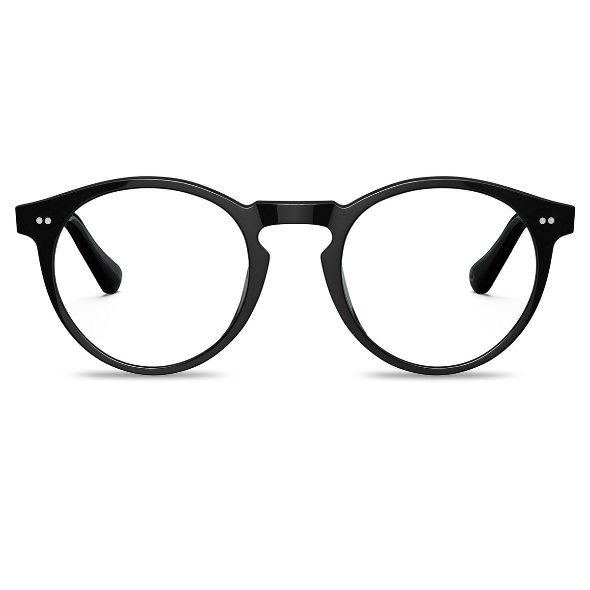 black-acetate-round-frame-eyeglasses-classic-and-distinct-two-silver-rivets-eyewear-front