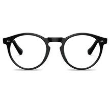 black-acetate-round-frame-eyeglasses-classic-and-distinct-two-silver-rivets-eyewear-front