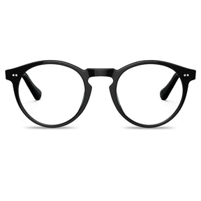 black-acetate-round-frame-eyeglasses-classic-and-distinct-two-silver-rivets-eyewear-front