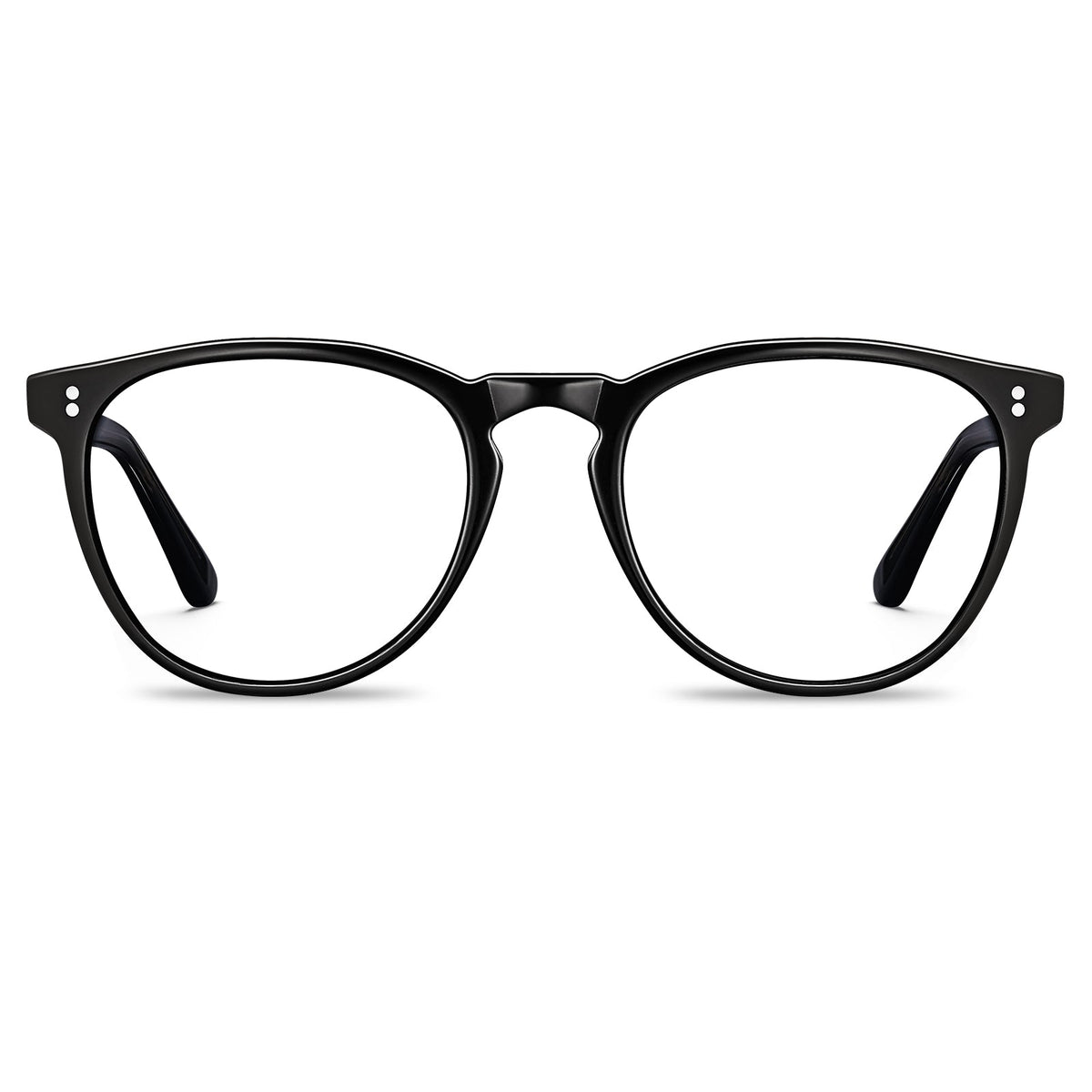 Black round acetate eyeglasses Orlanda CA2307-FL01 classic full rim prescription frames front view 53mm lens-front