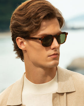 IGIOO Architect-C02-RX Brown Acetate Round Polarized Eyeglasses for Men, Detail View