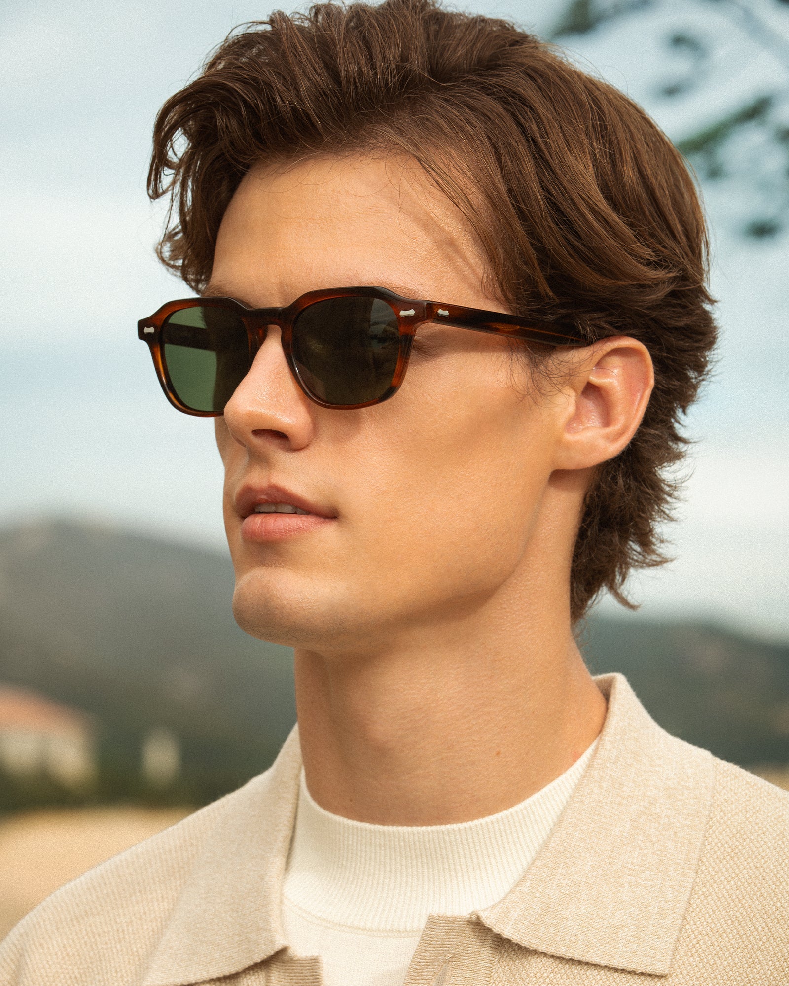 IGIOO Architect-C02-RX Brown Acetate Round Polarized Eyeglasses for Men, Side View