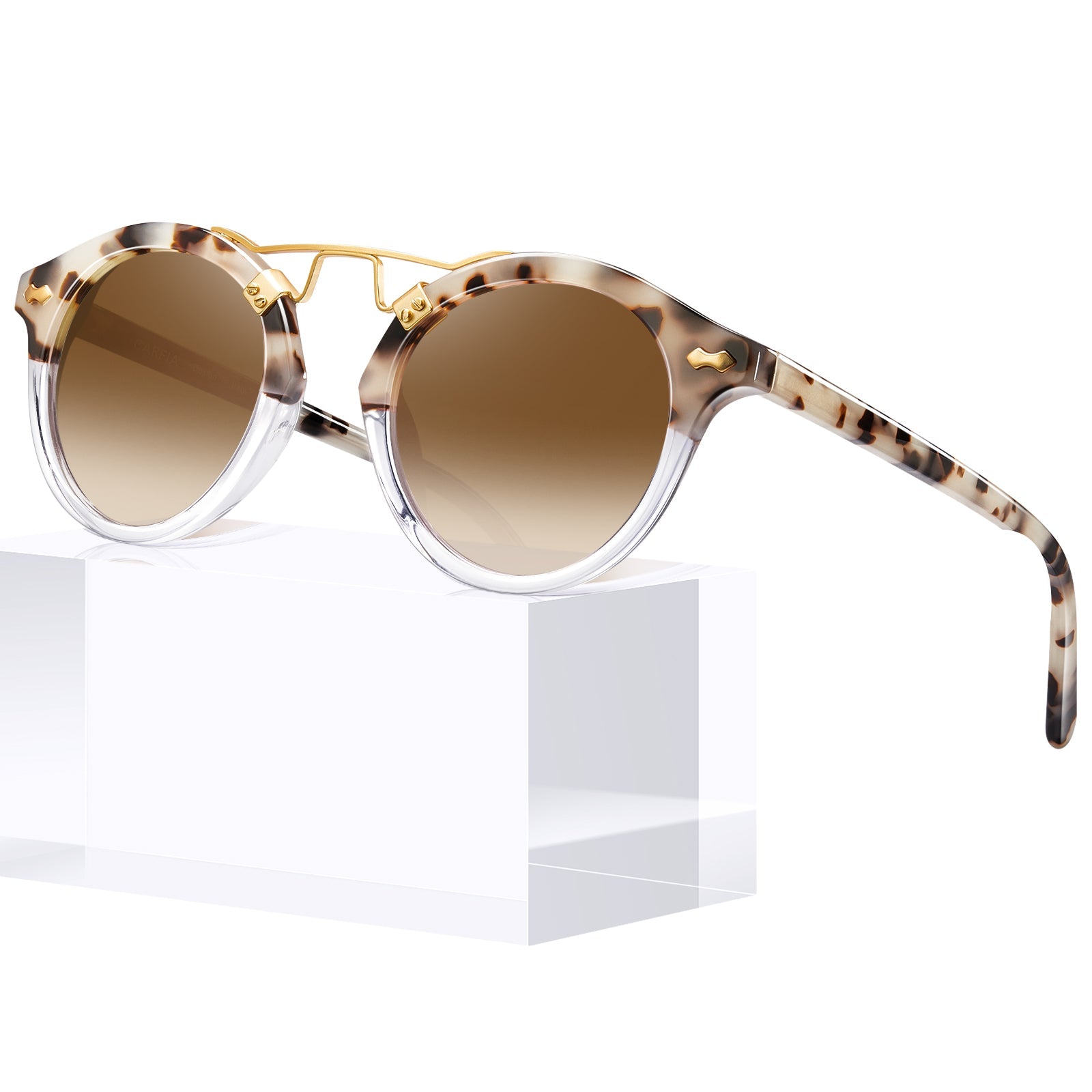 IGIOO AvonPark-C24-RX Tortoise Acetate Heart Polarized Eyeglasses for Women, Angle View
