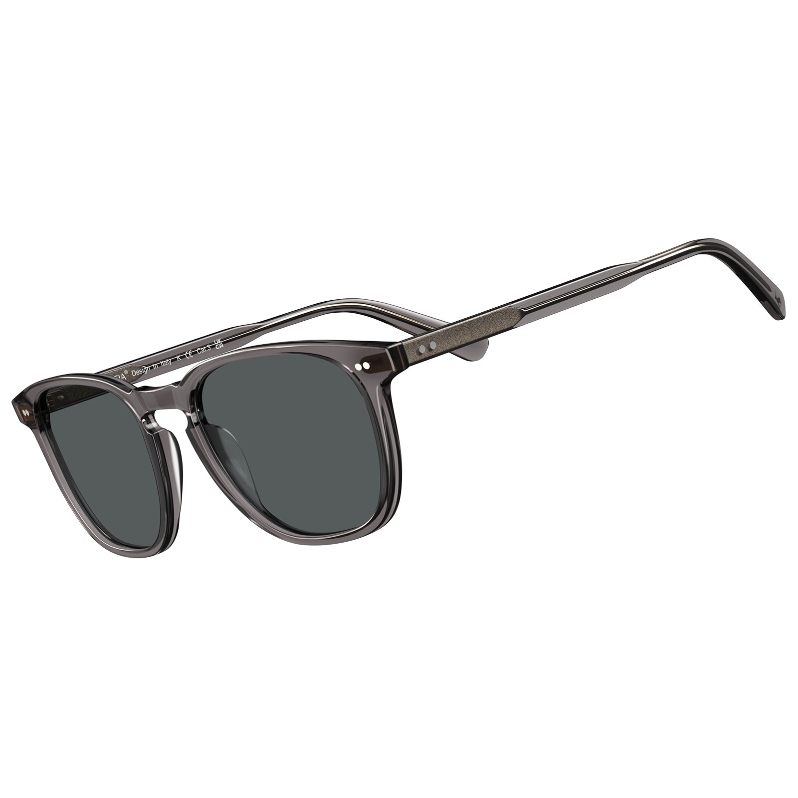 IGIOO Downey-L09 Black Acetate Heart Polarized Sunglasses for Men, Three-Quarter View