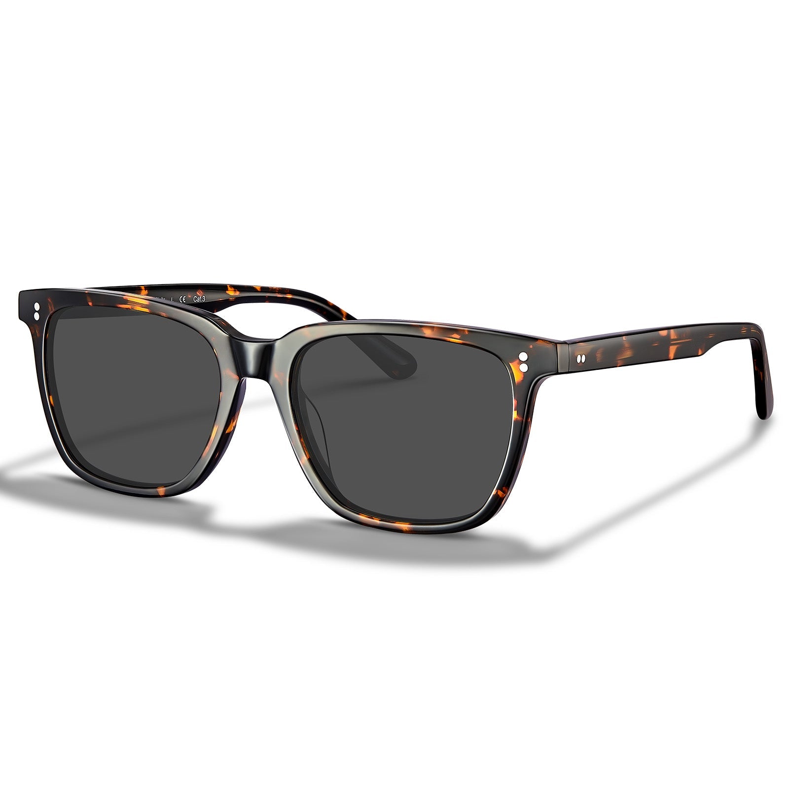 IGIOO Kenowa-CA5354L34 Black Acetate Square Sunglasses for Men, Detail View