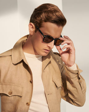 IGIOO Architect-C03-RX Tortoise Acetate Round Polarized Eyeglasses for Men, Three-Quarter View
