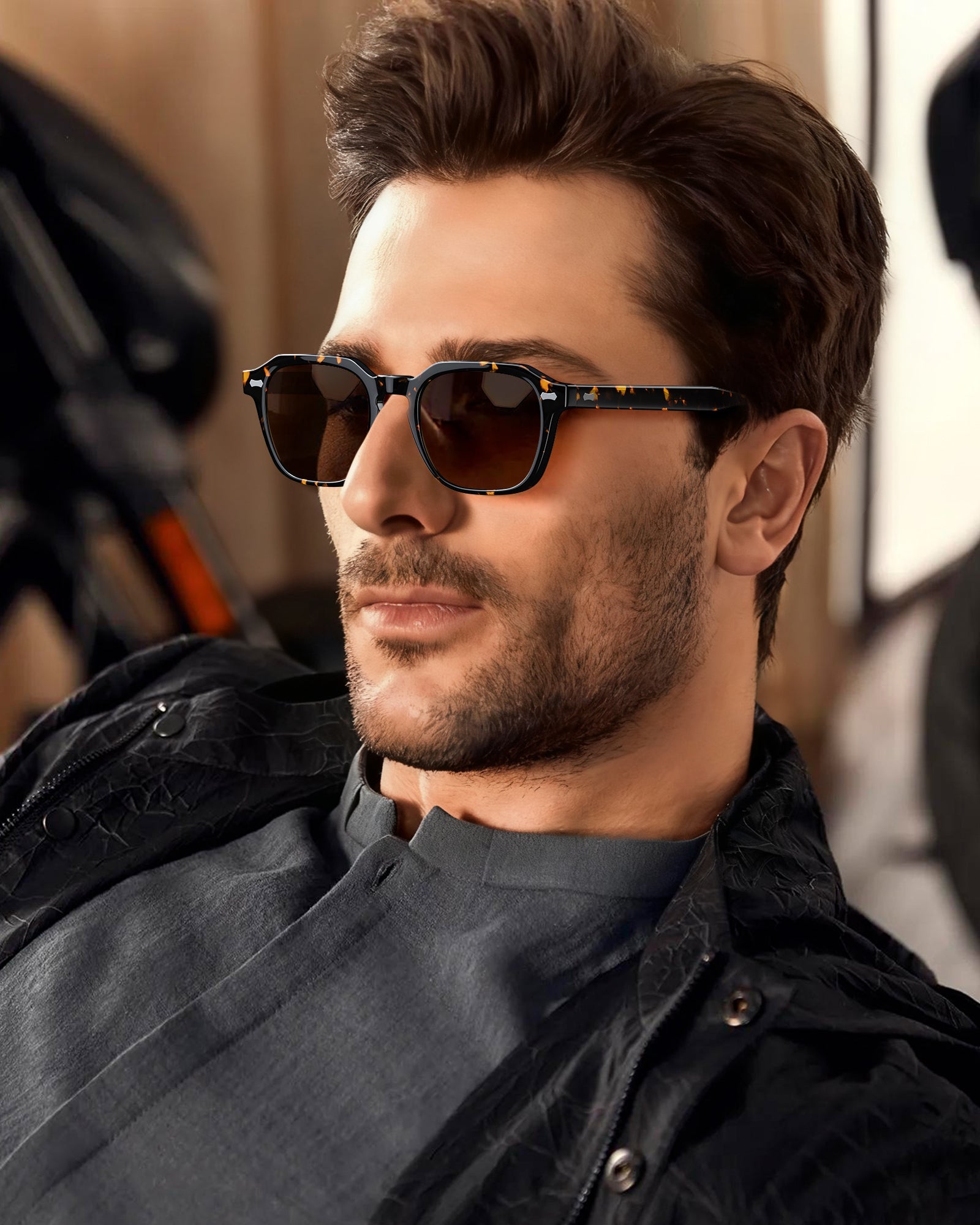 IGIOO Architect-C03-RX Tortoise Acetate Round Polarized Eyeglasses for Men, Side View