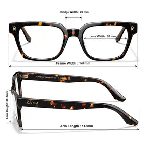 IGIOO Camet Rectangular Eyeglasses  Italian Designed Dark Tortoise Acetate Frames sizes