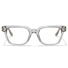 Clear acetate eyeglass frames with a thick square border and small gold decorative details on the temples IGIOO weyeglasses