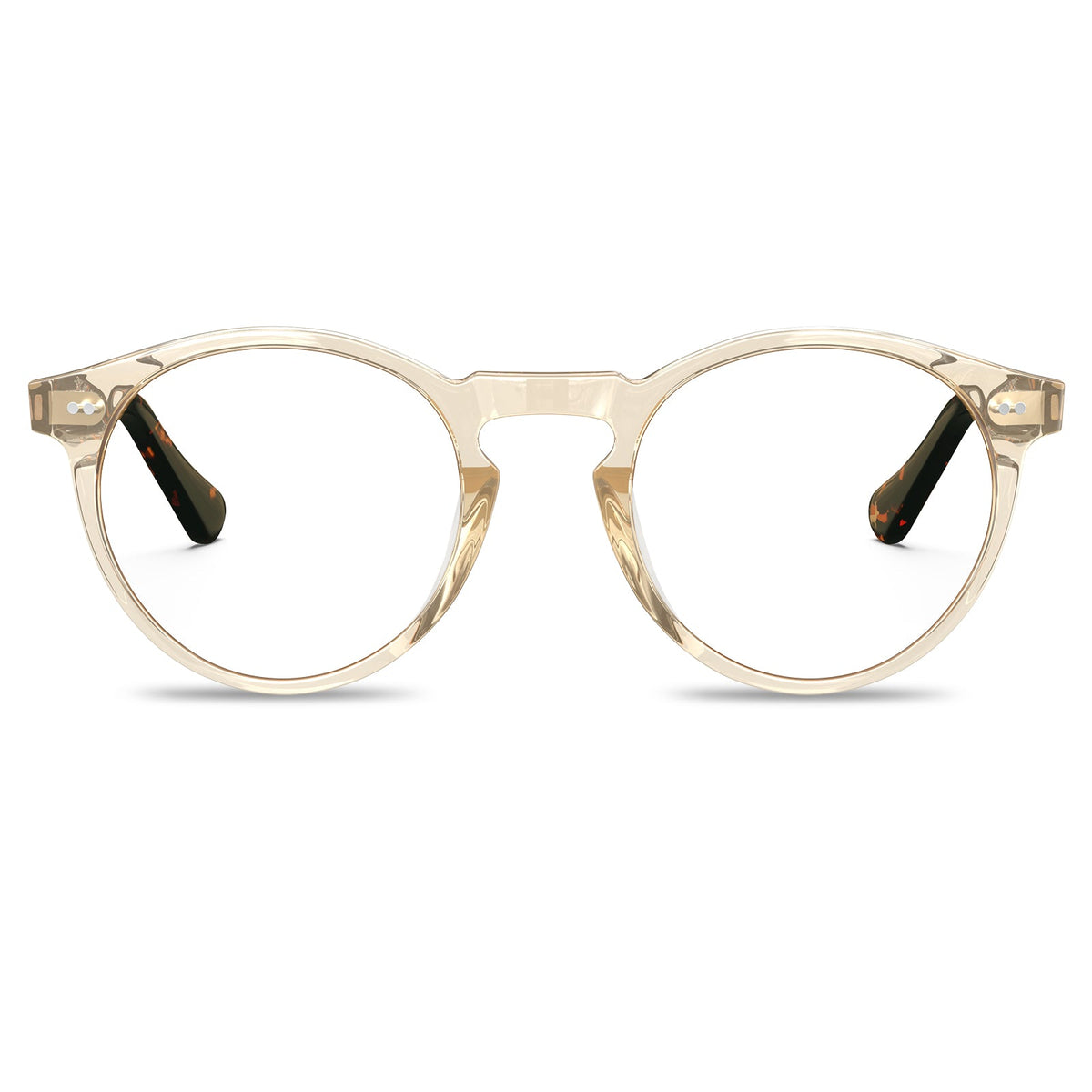 coffee-acetate-round-frame-eyeglasses-classic-and-distinct-two-silver-rivets-eyewear-front