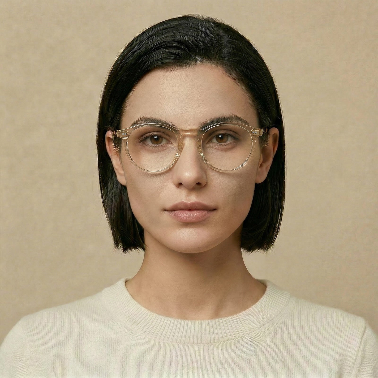 coffee-acetate-round-frame-eyeglasses-classic-and-distinct-two-silver-rivets-eyewear-women-model