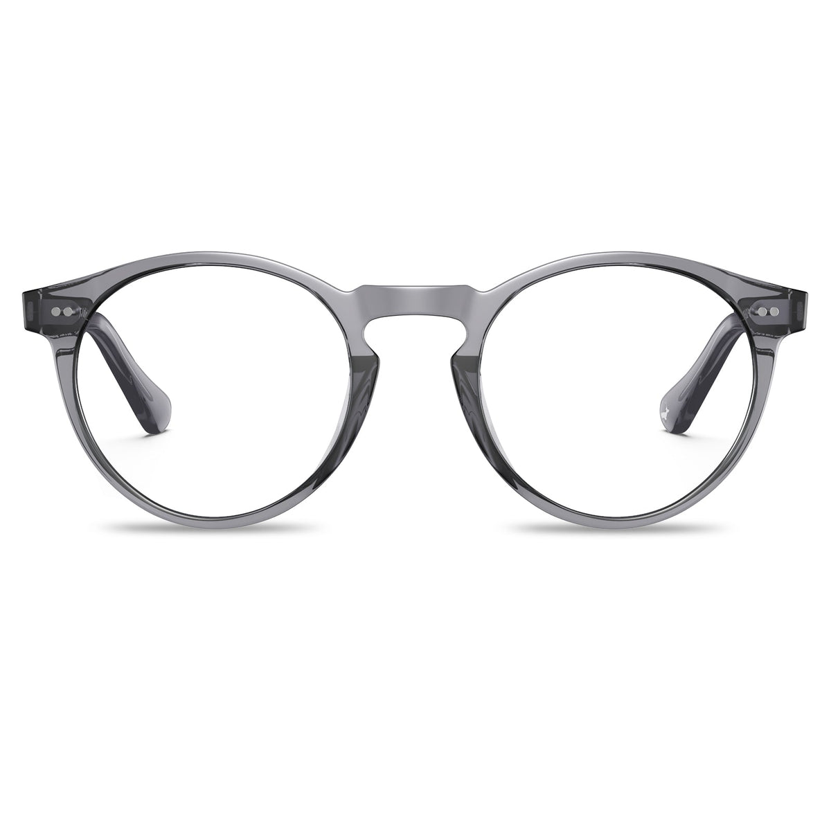 grey-acetate-round-frame-eyeglasses-classic-and-distinct-two-silver-rivets-eyewear-front