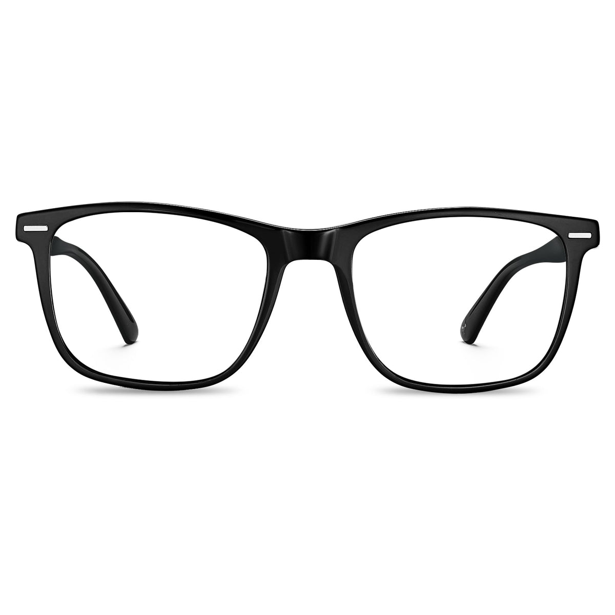 Hemet CA6214FL01 classic black eyeglasses front view - lightweight full-rim acetate frames