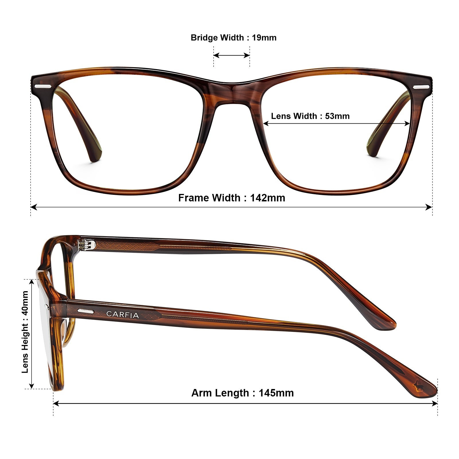 Hemet brown acetate eyeglasses CA6214FL02 size