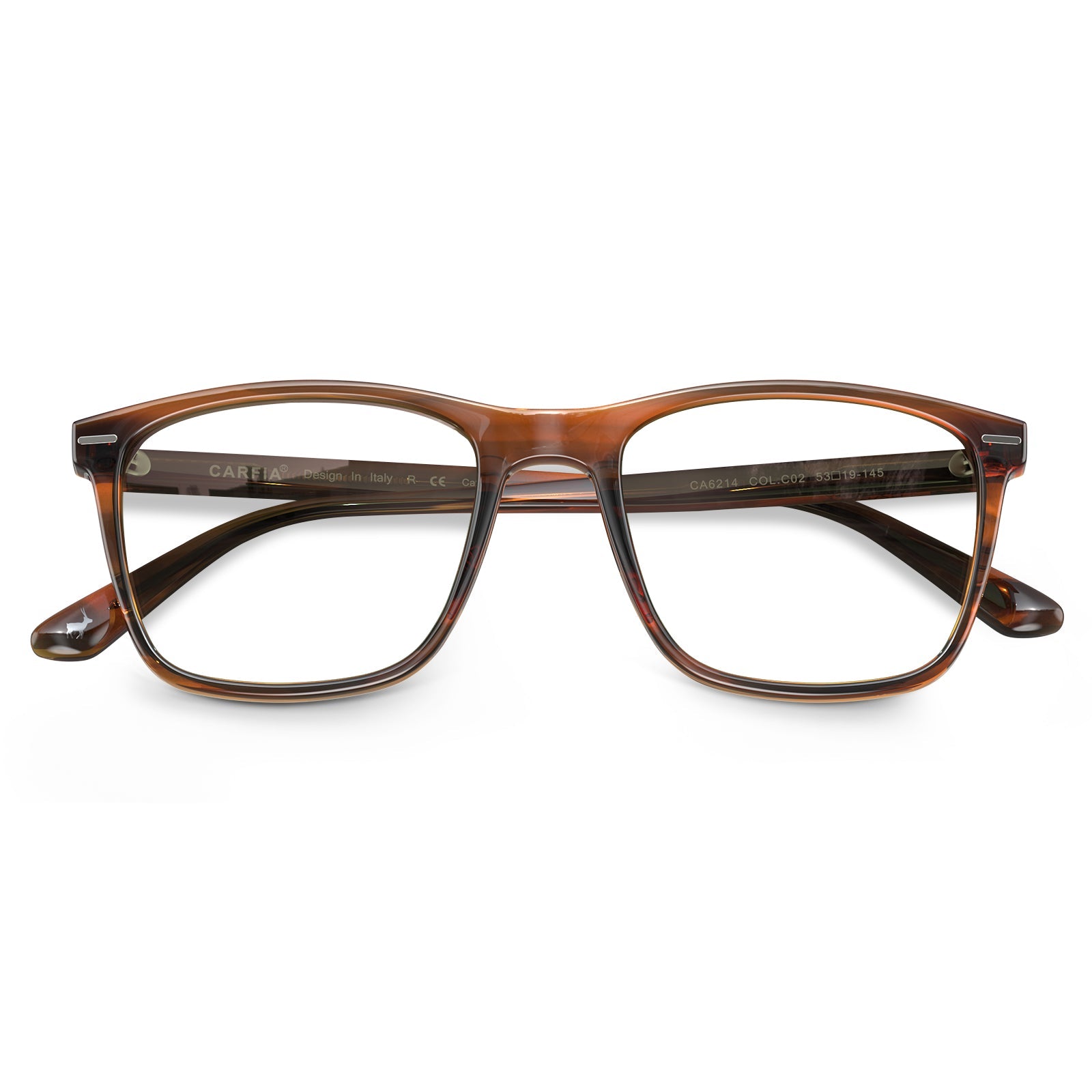 Hemet premium Italian acetate eyeglasses close-up - classic brown full-rim design flod