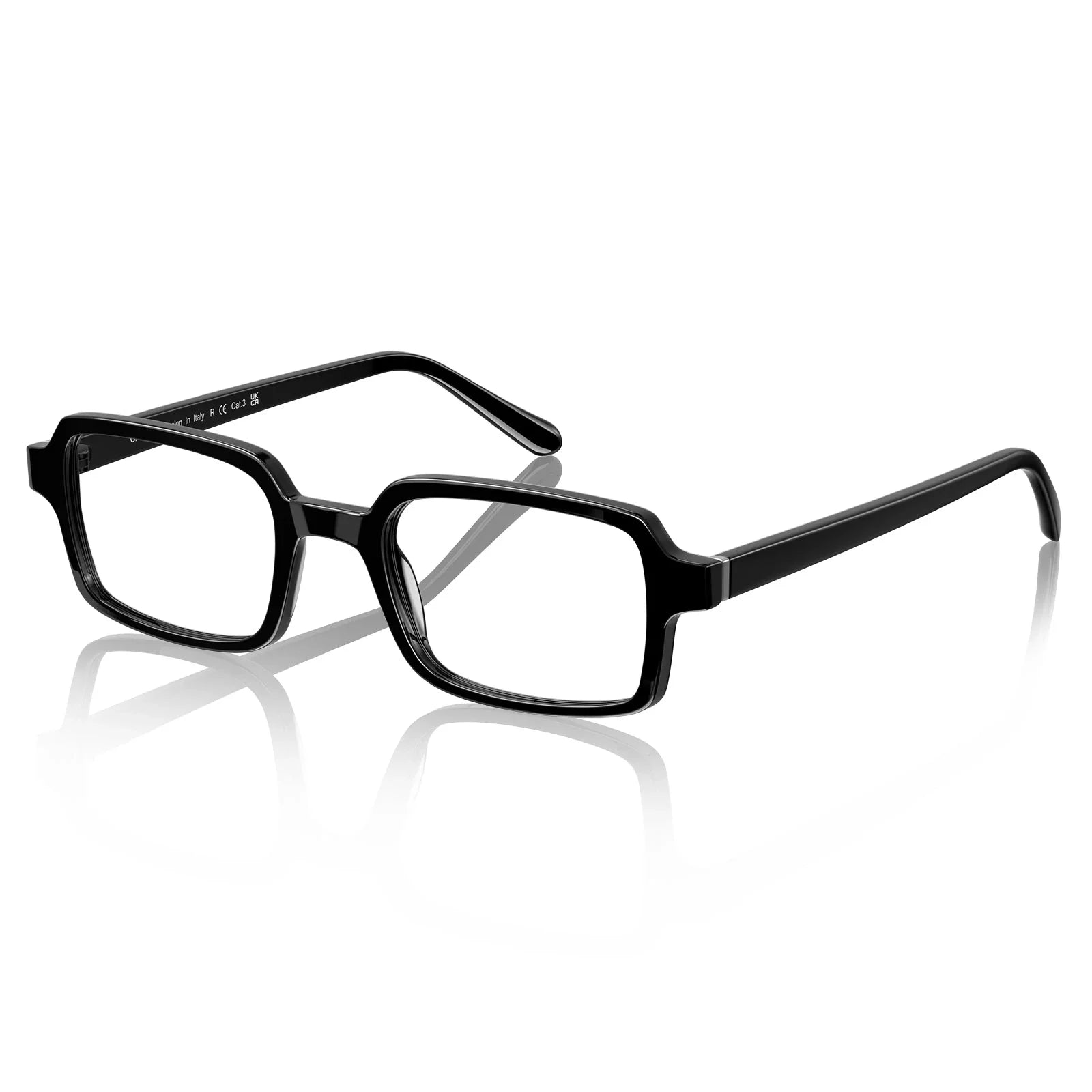IGIOO Amory CA7035-C1 Black Acetate Rectangle Prescription Glasses Eyeglasses for Unisex, Flatlay View