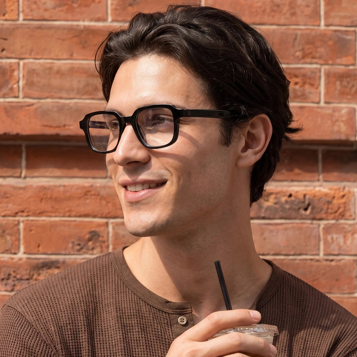 IGIOO Amory CA7035-C1 Black Acetate Rectangle Prescription Glasses Eyeglasses for Unisex, Model View