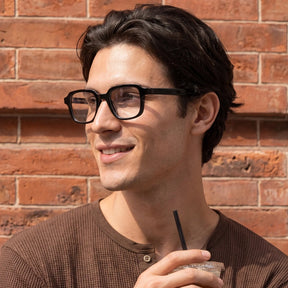 IGIOO Amory CA7035-C1 Black Acetate Rectangle Prescription Glasses Eyeglasses for Unisex, Model View