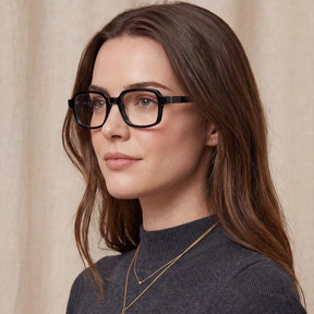 IGIOO Amory CA7035-C1 Black Acetate Rectangle Prescription Glasses Eyeglasses for Unisex, Portrait View