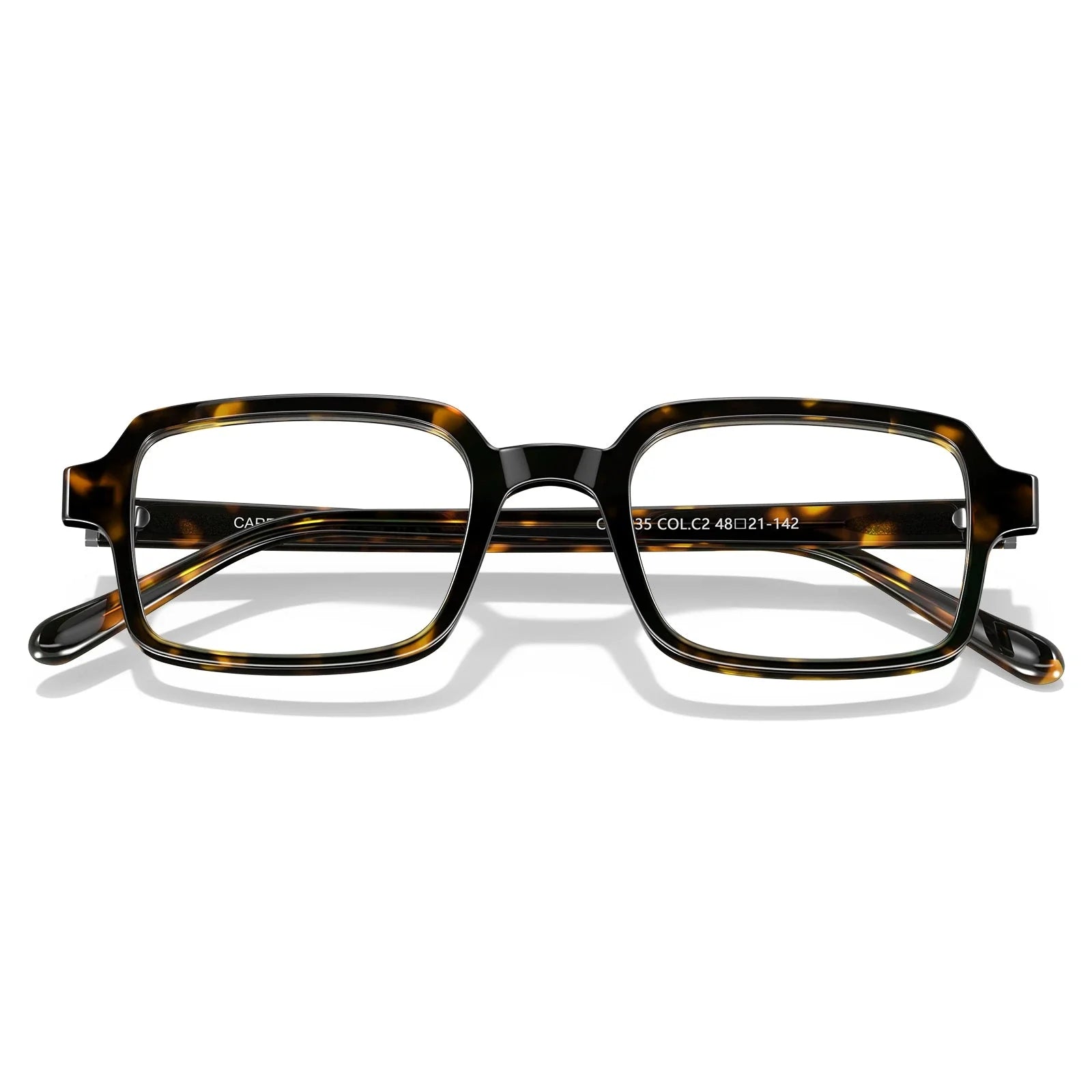 IGIOO Amory CA7035-C2 Tortoise Acetate Rectangle Prescription Glasses Eyeglasses for Unisex, Folded View