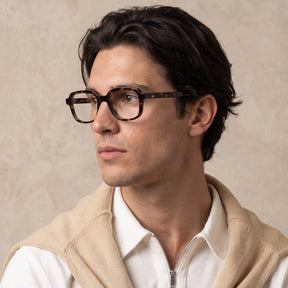 IGIOO Amory CA7035-C2 Tortoise Acetate Rectangle Prescription Glasses Eyeglasses for Unisex, Model View