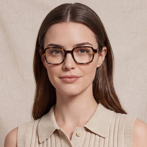 IGIOO Amory CA7035-C2 Tortoise Acetate Rectangle Prescription Glasses Eyeglasses for Unisex, Portrait View