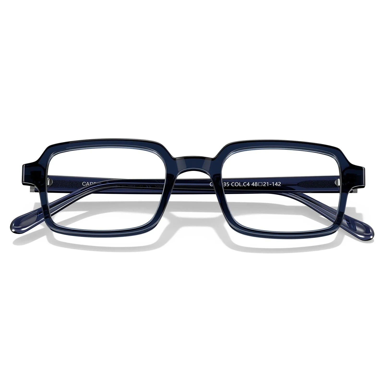 IGIOO Amory CA7035-C4 Navy Acetate Rectangle Prescription Glasses Eyeglasses for Unisex, Folded View