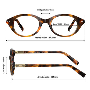 IGIOO avenker fc03 women tortoise acetate prescription eyeglasses, sizes view
