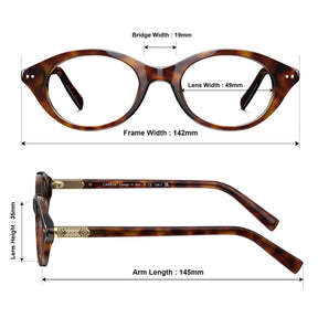 IGIOO avenker fc04 women tortoise acetate prescription oval eyeglasses, sizes view