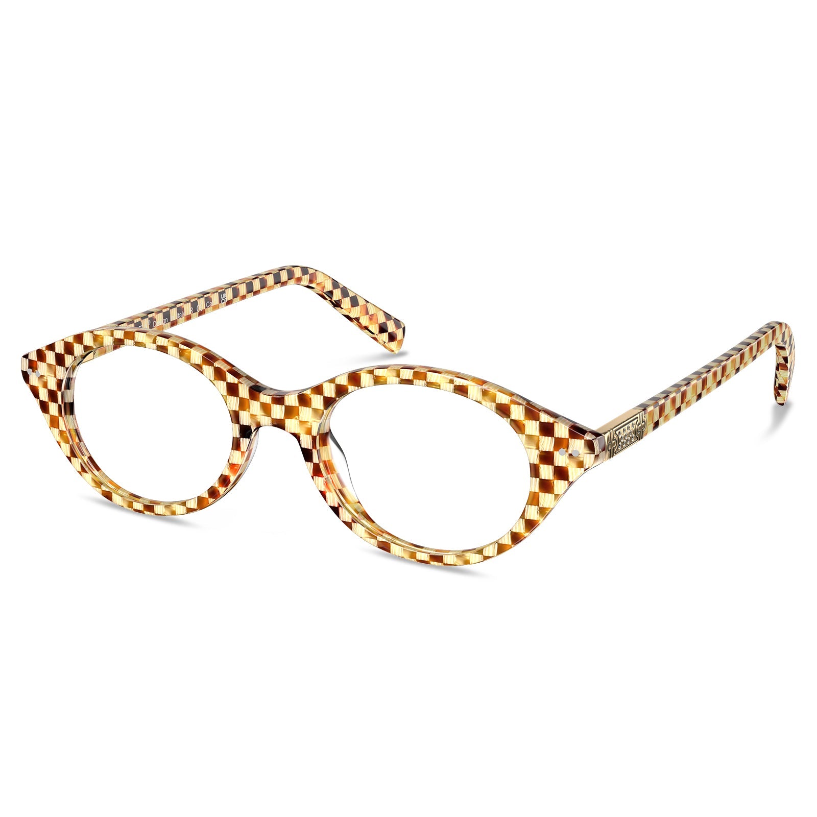 IGIOO avenker fc07 women yellow tortoise acetate prescription oval eyeglasses, angle view