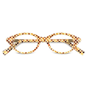 IGIOO avenker fc07 women yellow tortoise acetate prescription oval eyeglasses, fold view