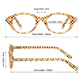 IGIOO avenker fc07 women yellow tortoise acetate prescription oval eyeglasses, sizes view